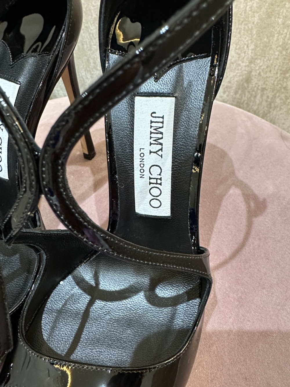 Jimmy Choo Black Patent Strappy Stiletto Sandals - Azia - 38.5 - Picture 3 of 9